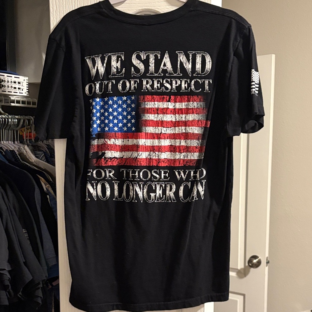 Downrange Apparel Black T-Shirt with American Flag Graphic